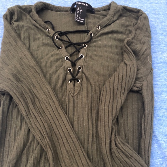Forever 21 Army Green Bodysuit With Buttons - Picture 2 of 4